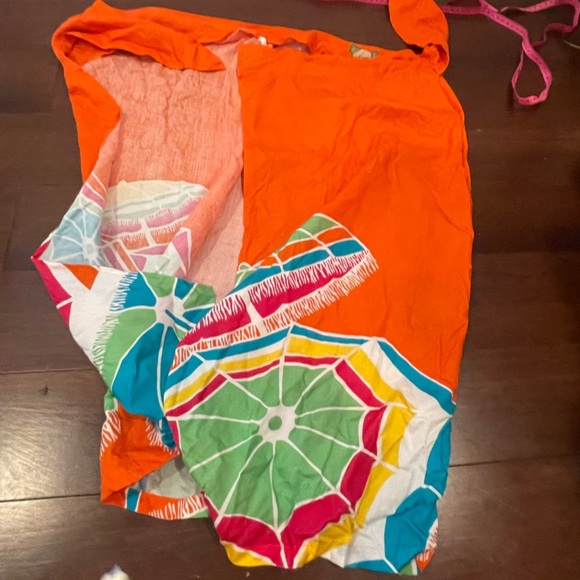 vintage retro Esprit Orange & Pink Sarong with Tropical Design - Picture 5 of 11